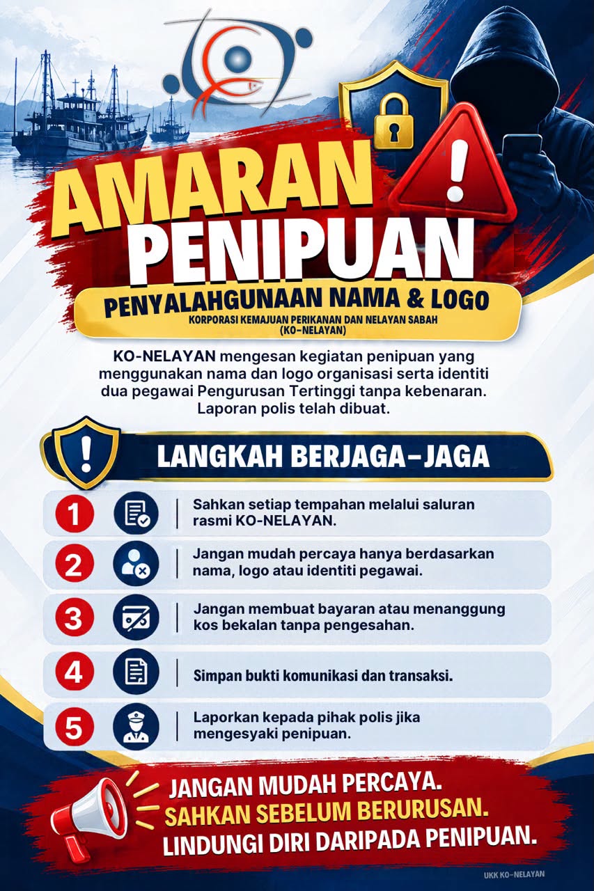Poster amaran penipuan: penyalahgunaan nama dan logo Ko-Nelayan serta identiti Pengurusan Tertinggi